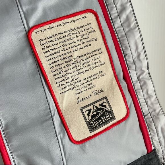 Alp-n-rock Chamonix down quilted bomber jacket steel grey and Swiss red size S - Picture 10 of 13